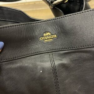 Coach Black Leather Purse with Gold Accents
